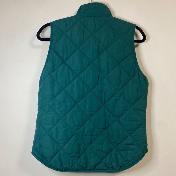 J.Crew Women's Quilted Puffer Vest Green Flap Pockets Size Small - Picture 2 of 6